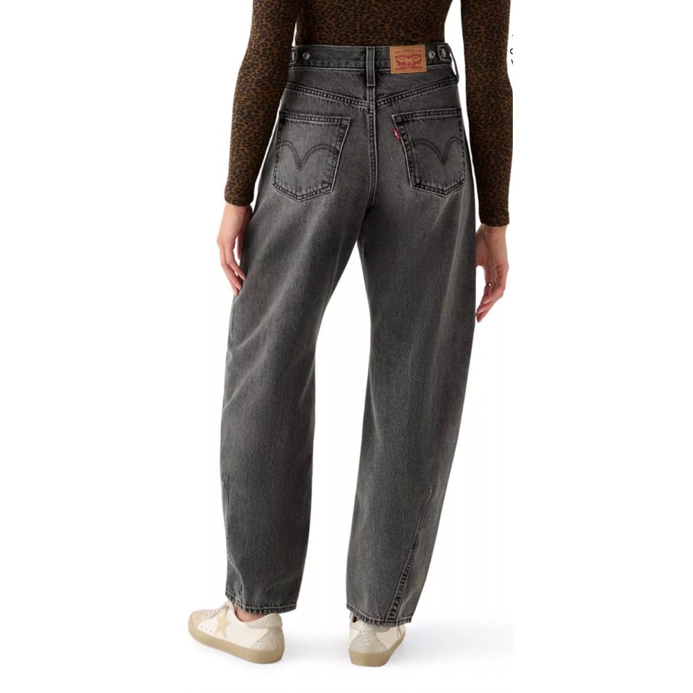 Levi's Cinch Barrel Jeans Women 28 Black High Rise Loose Curved Leg NEW - Picture 2 of 10